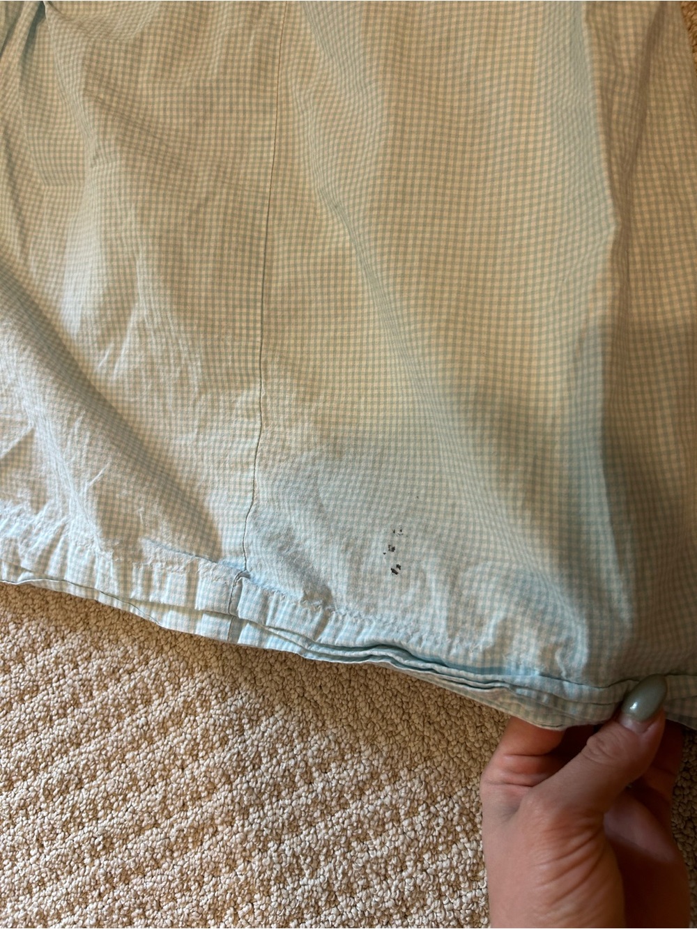 Petit Bebe Smocked Bishop Dress - Light Blue & White Gingham with Strawberries - Picture 9 of 9